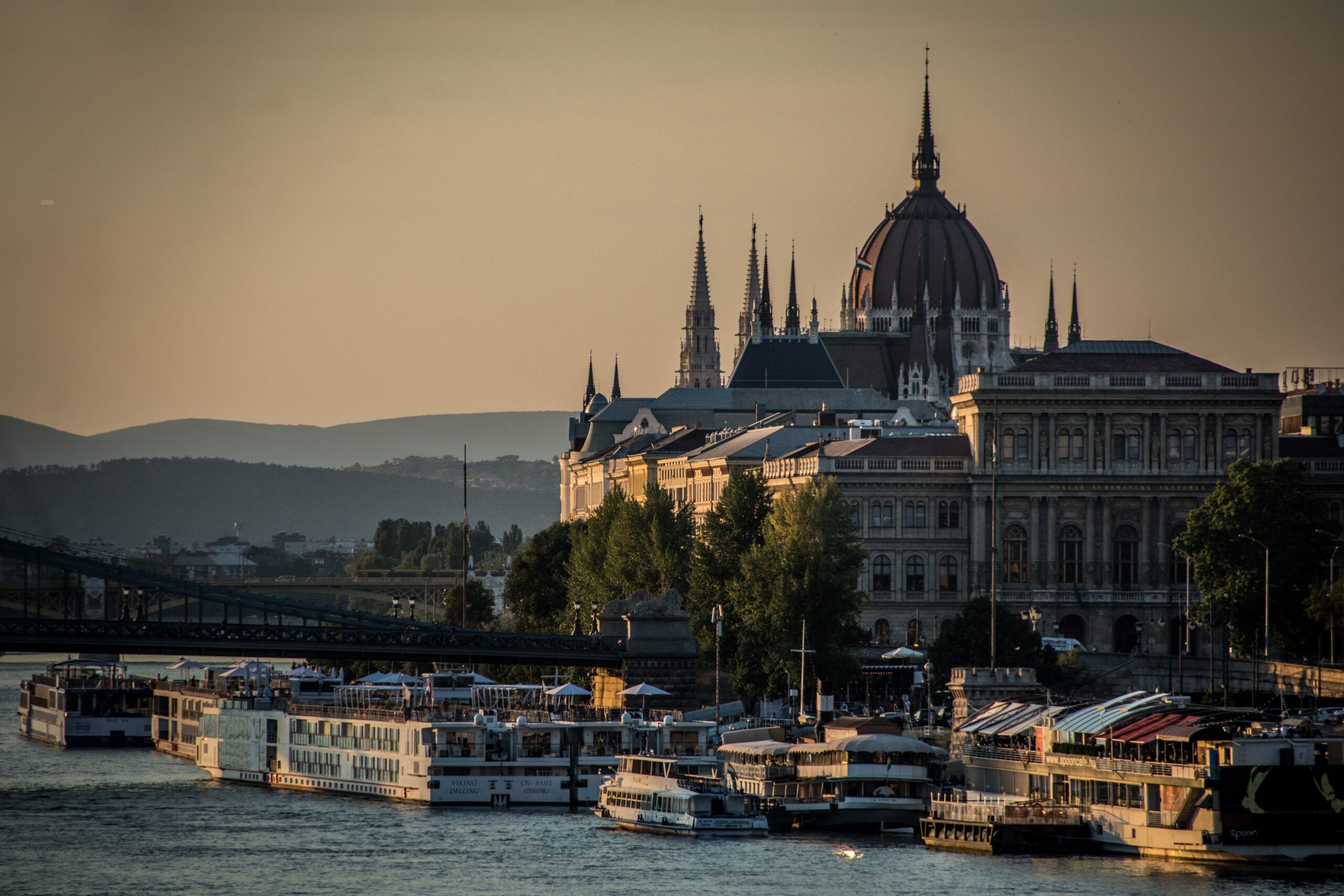 Budapest Parliament with Ships on the River